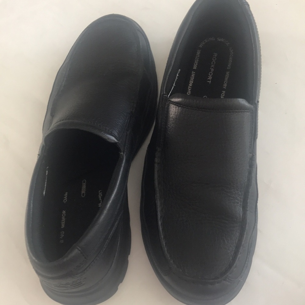Rockport XCS Mens black leather shoes Size 10